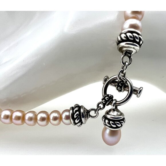 925 STERLING TOGGLE & PINK FRESHWATER PEARL HONORA NECKLACE - Picture 8 of 11